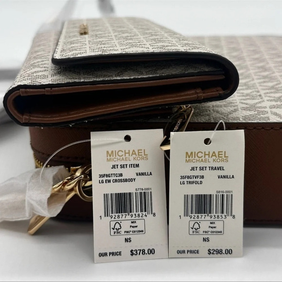 Michael Kors Large EW Crossbody Bag & Large Trifold Wallet Brown | BUNDLE DEAL - Picture 13 of 13
